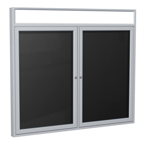Enclosed Letter Board, 2 Door, Flannel, Hdlnr Frm, 3 ft H x 4 ft W, Black